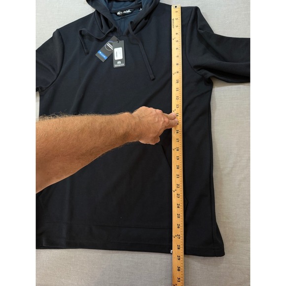 Travis Mathew Mens Pullover Hoodie Black Long Sleeve Kangaroo Pocket Size L - Picture 7 of 8
